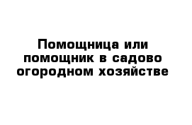 Помощница или помощник в садово-огородном хозяйстве